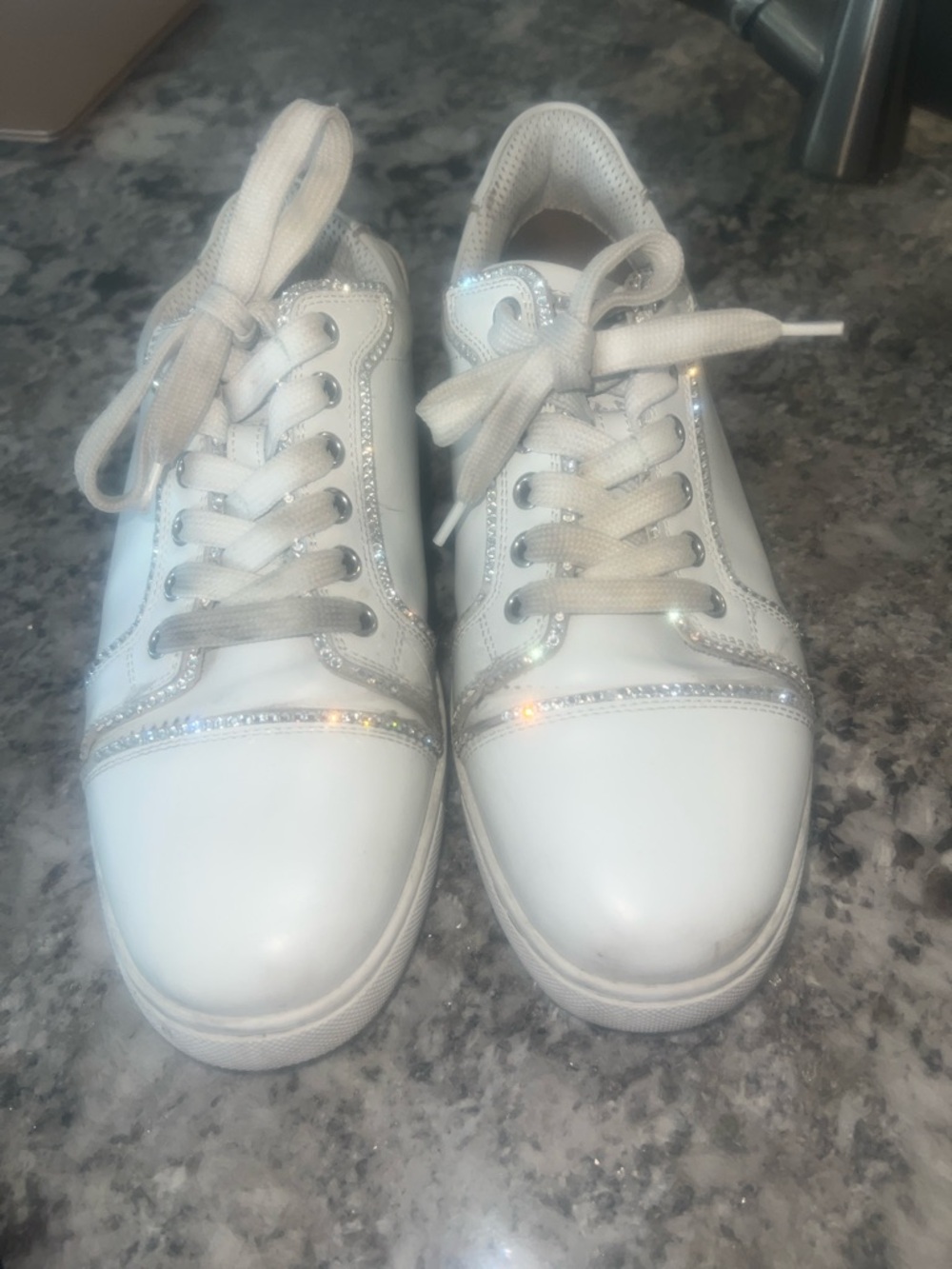Womens Christian Louboutin Diamond Sneakers 38